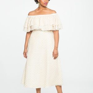Eloquii Studio Off the Shoulder Double Ruffle Gown